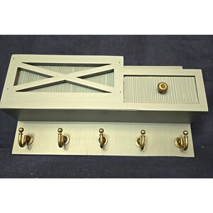 XJyaojla 5 Key Holder Wall Mount Modern Rustic with Drawer and Mail Holder 12"